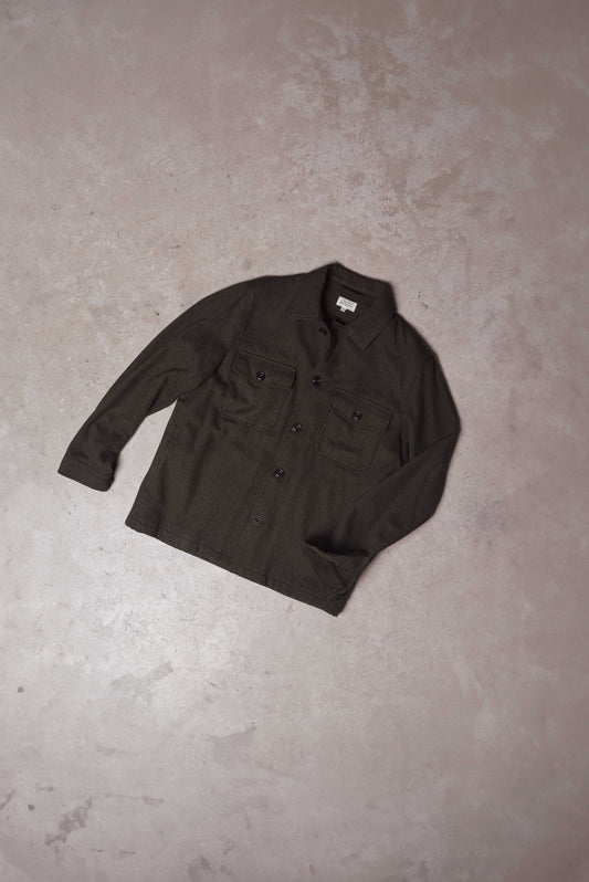 Hartford Day Wool Overshirt Green