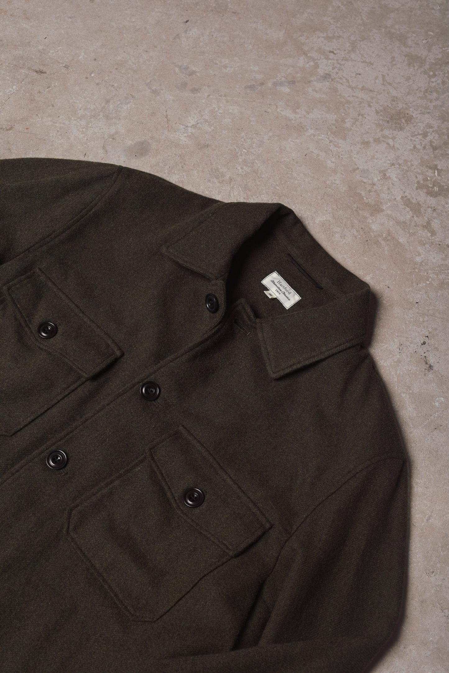 Hartford Day Wool Overshirt Green