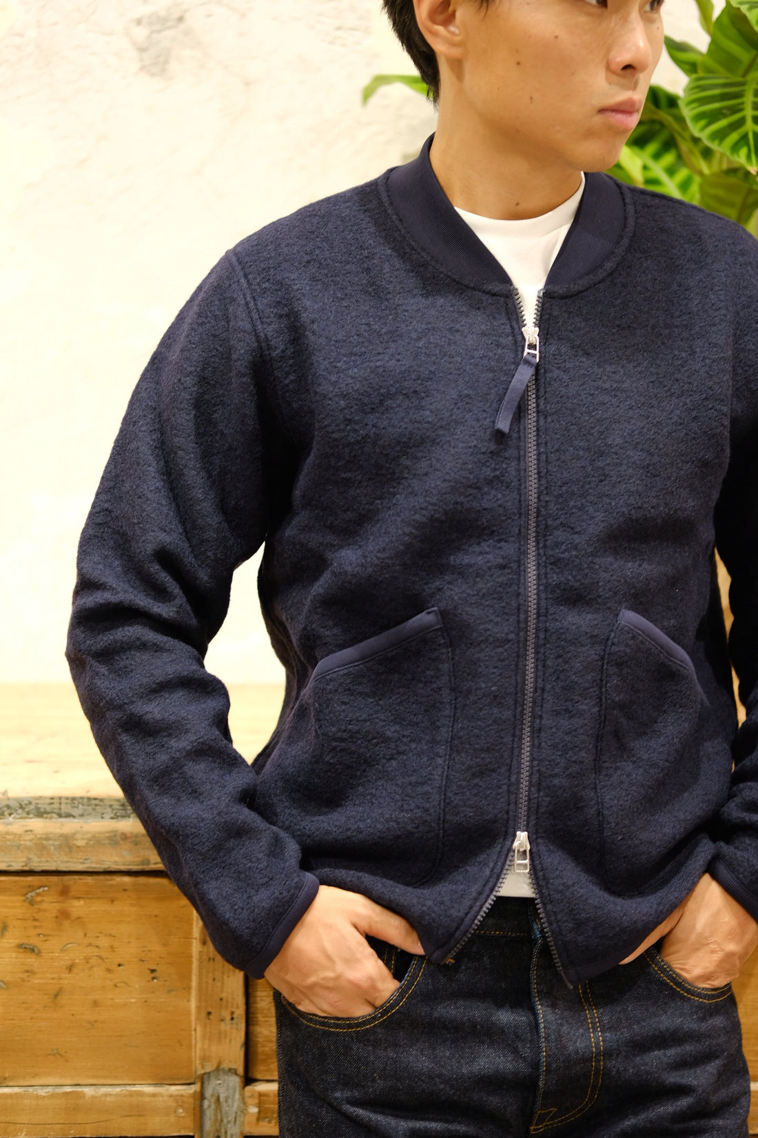 Universal Works Zip Bomber Navy