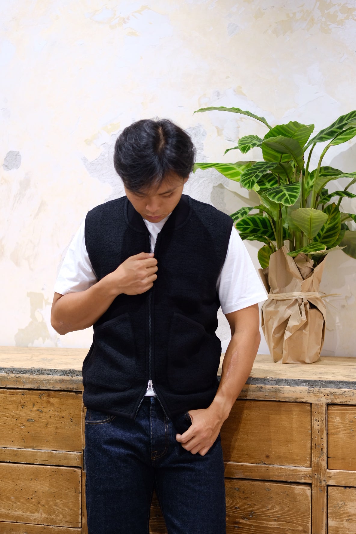 Universal Works Zip Waistcoat Black