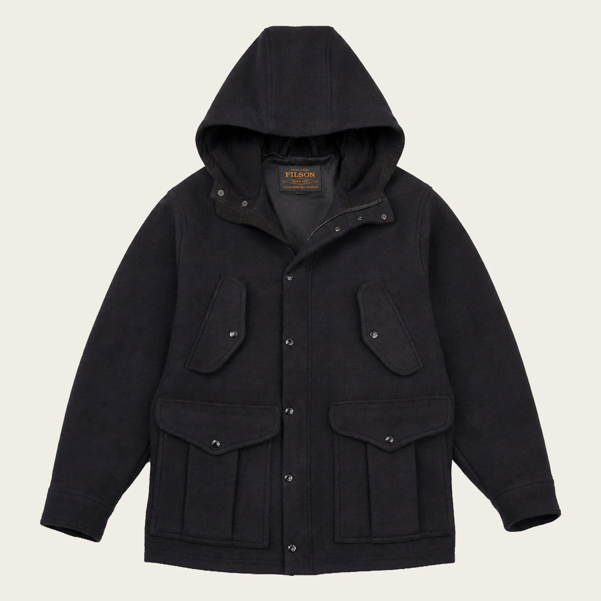 Filson Cascade Wool Mountain Parka Navy/Bk Plaid