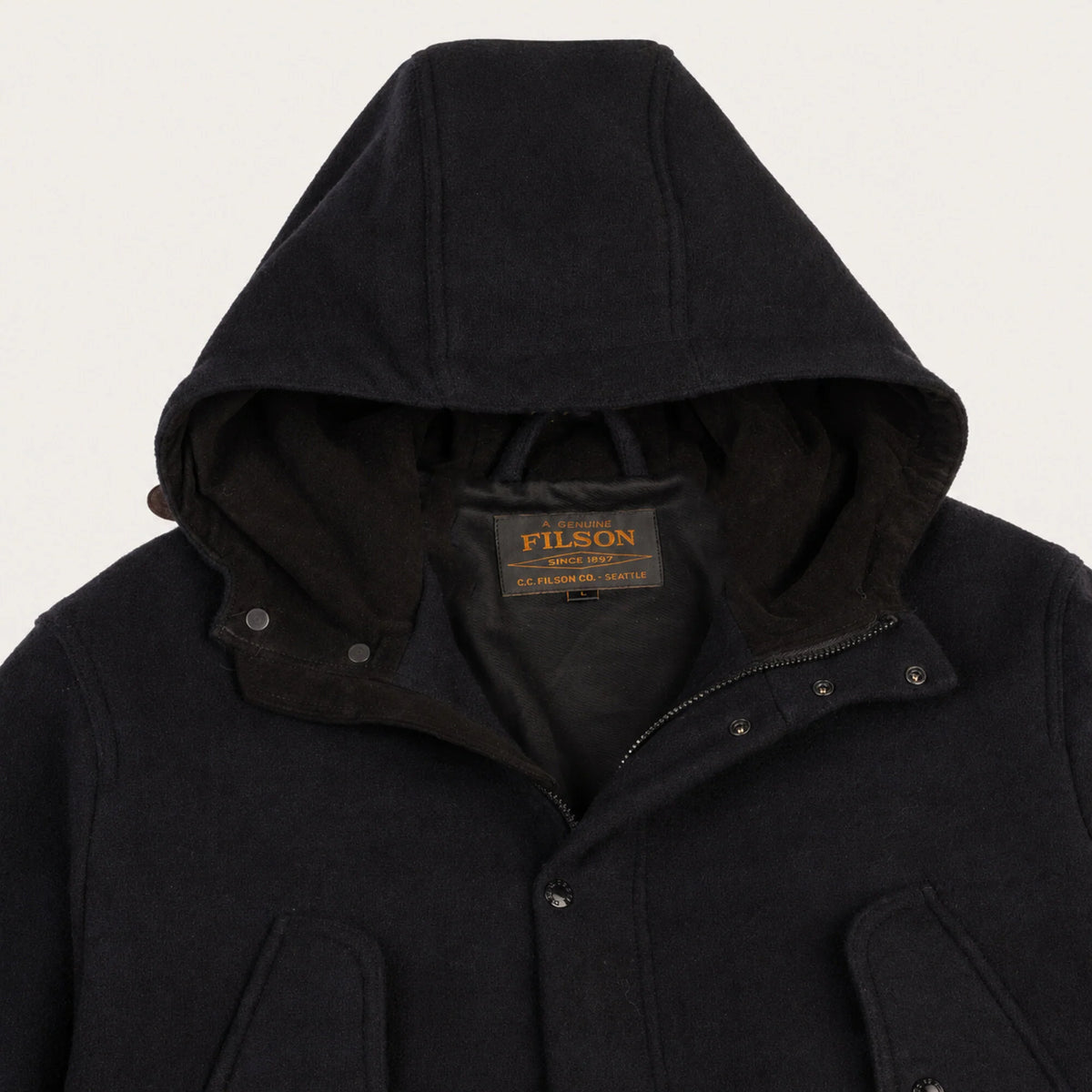 Filson Cascade Wool Mountain Parka Navy/Bk Plaid