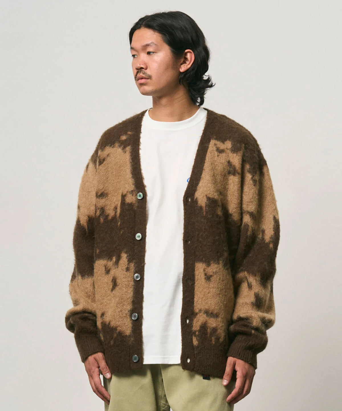 Gramicci Mohair Splatter Cardigan Taupe