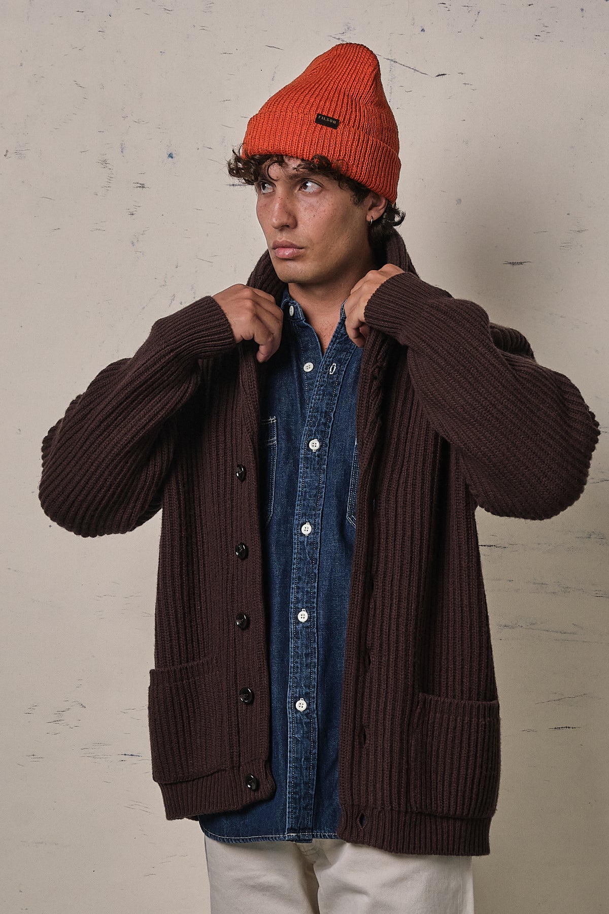 Filson Bristol Cardigan Tacoma Wool Earth Brown