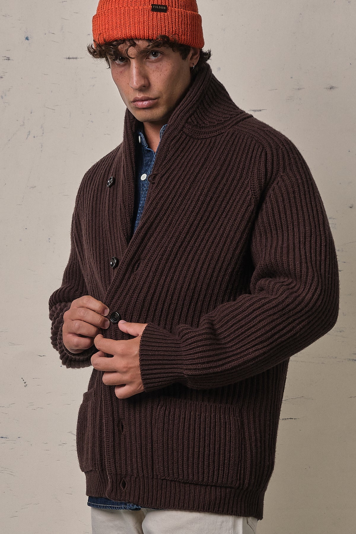 Filson Bristol Cardigan Tacoma Wool Earth Brown