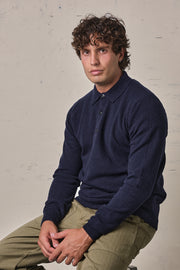 Jeordie's Polo Lana Merinos/Cachemire Bleu Navy Melange