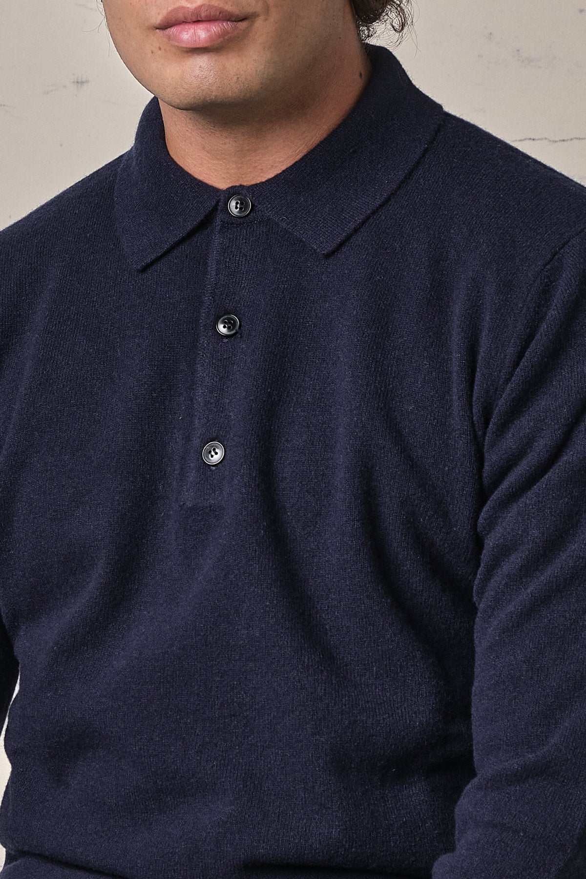 Jeordie's Polo Lana Merinos/Cachemire Bleu Navy Melange