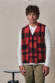 Filson Mackinaw Wool Vest Red/Black Plaid