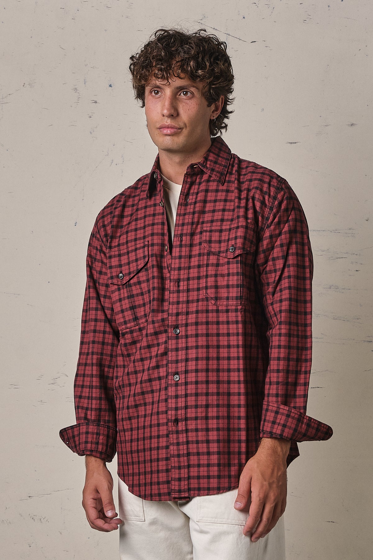 Filson Lightweight Alaskan Guide Shirt Solid Port/Black Plaid