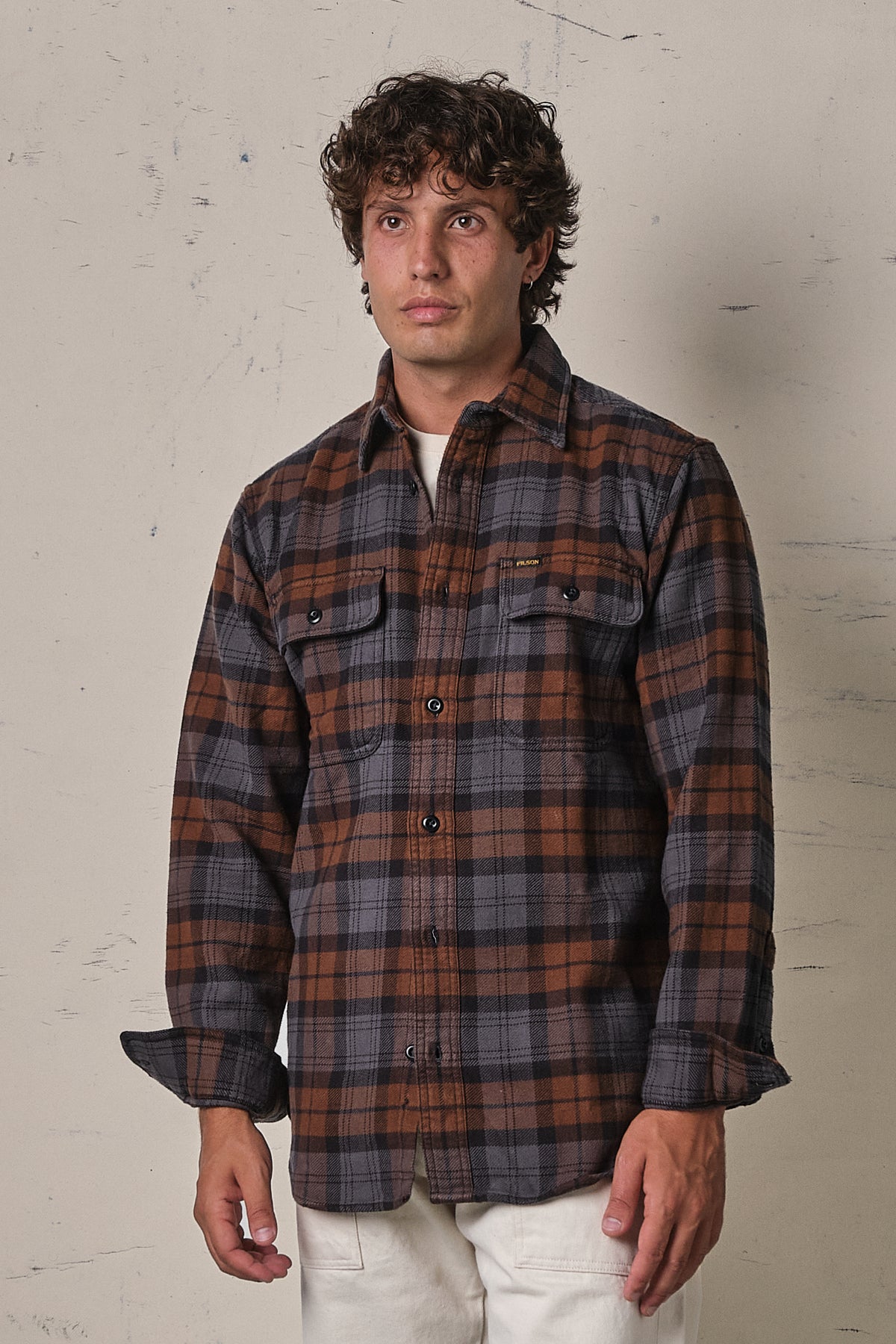 Filson Vintage Flannel Work Shirt Brown/Charcoal Plaid