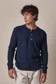 Fortela Amish Maglia Waffle Serafino Blue
