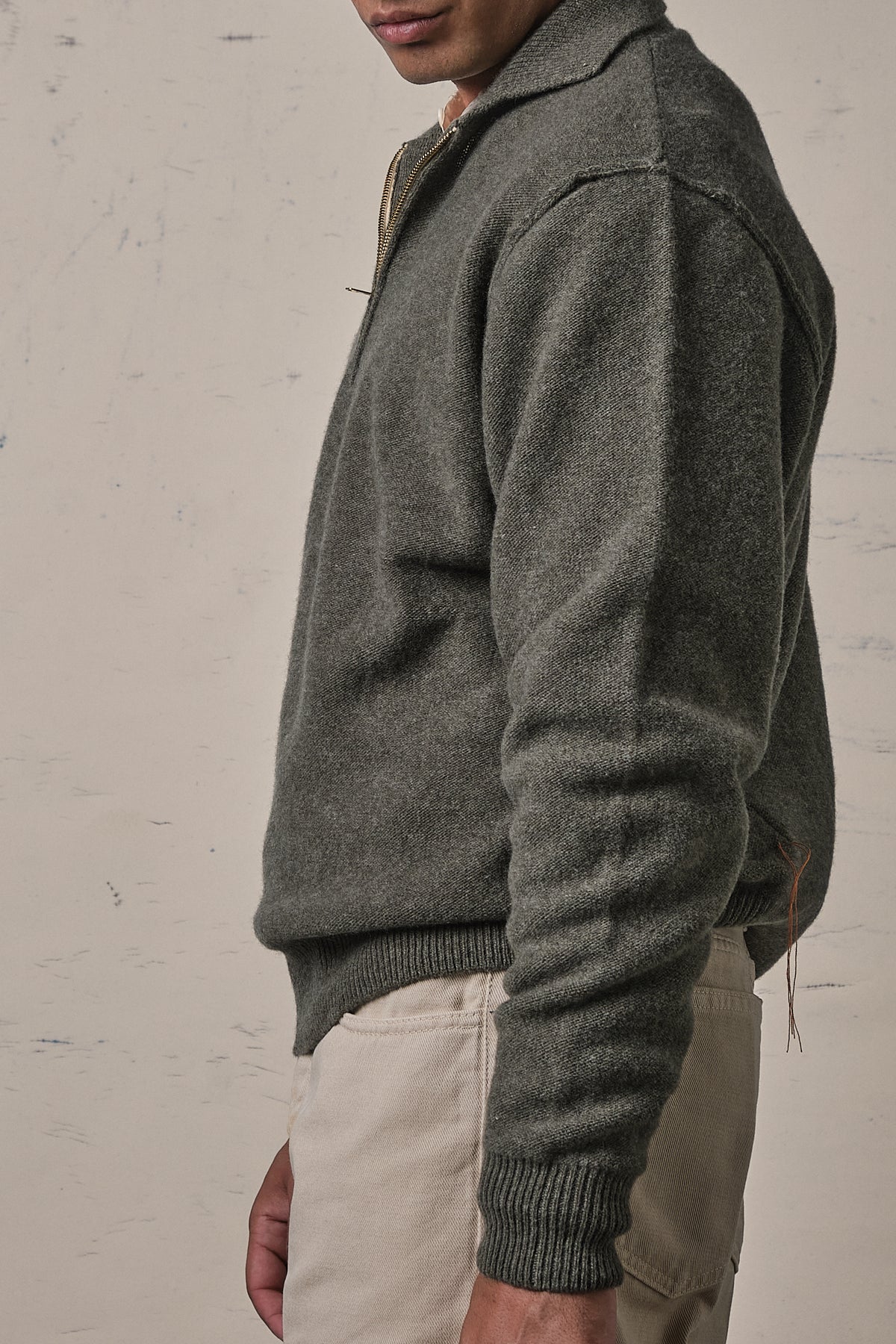 Fortela Yale Wool Half Zip Army Green