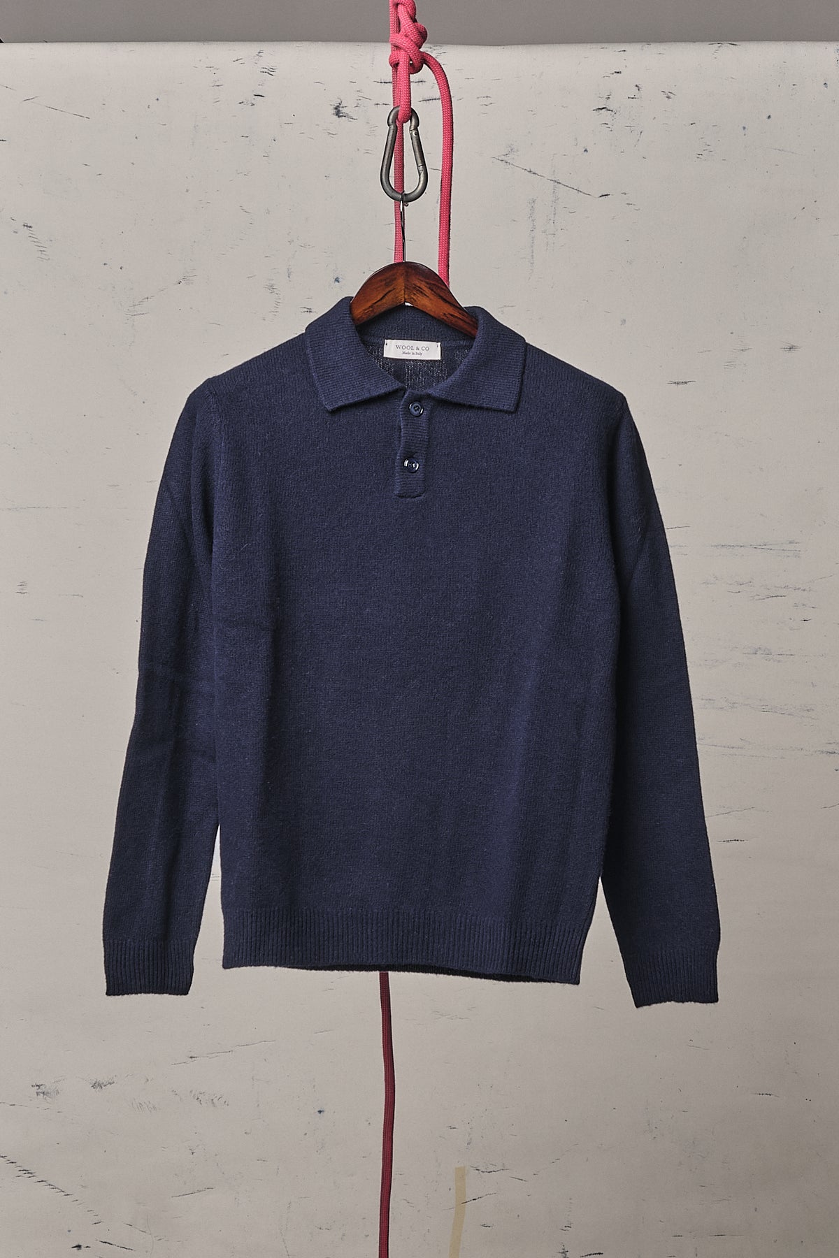 Wool & Co Polo Bottoni Lana Blue