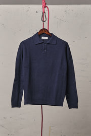 Wool & Co Polo Bottoni Lana Blue