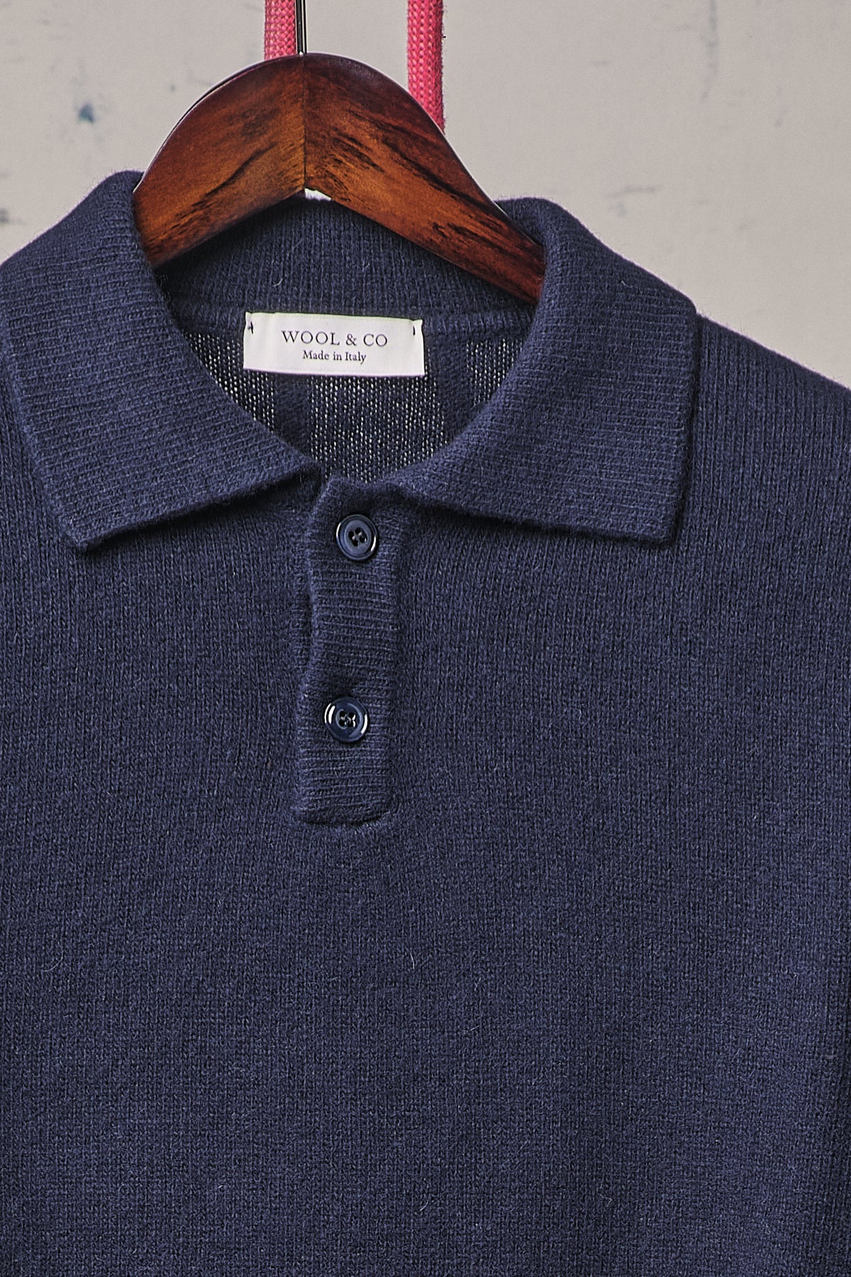 Wool & Co Polo Bottoni Lana Blue
