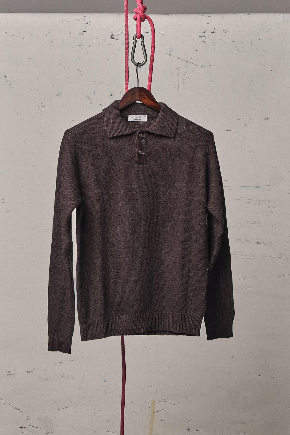 Wool & Co Polo Bottoni Lana Moro