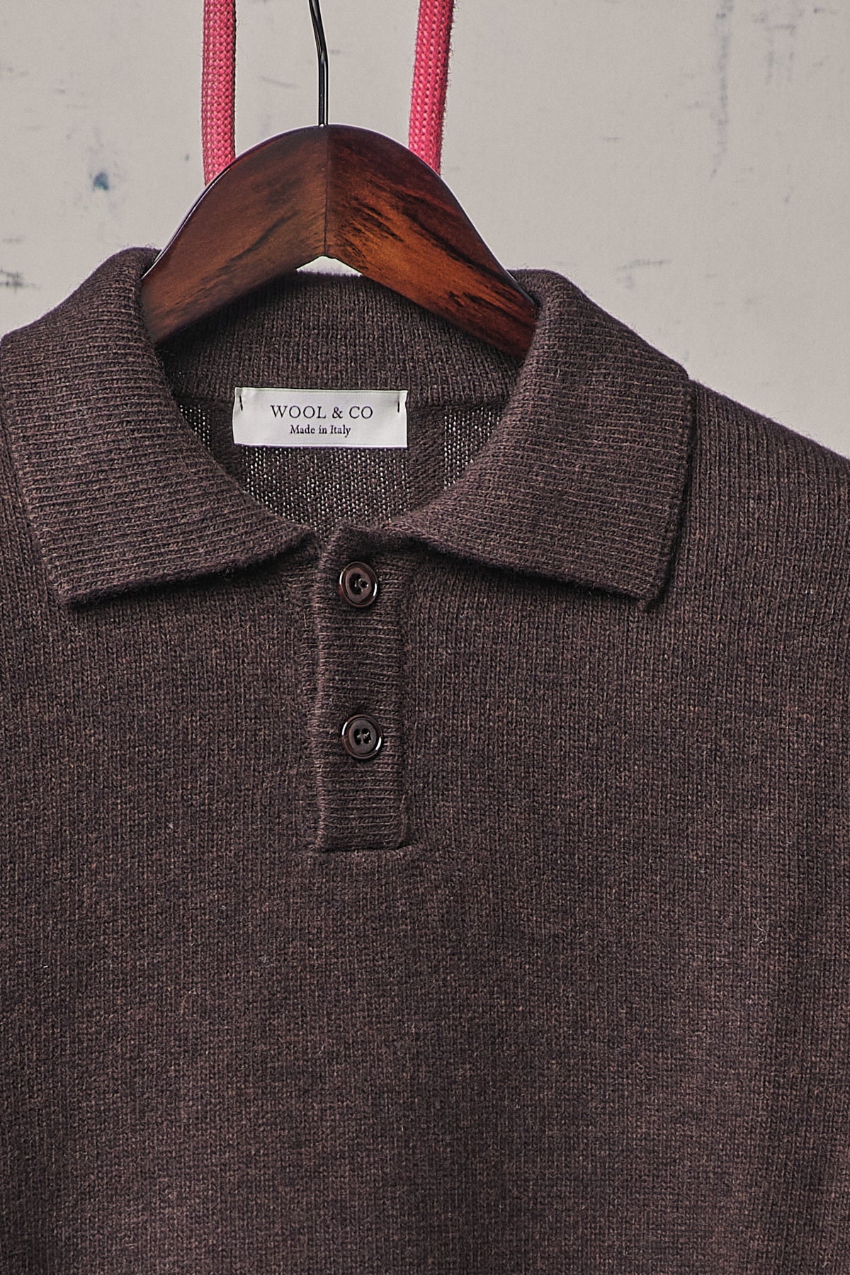 Wool & Co Polo Bottoni Lana Moro