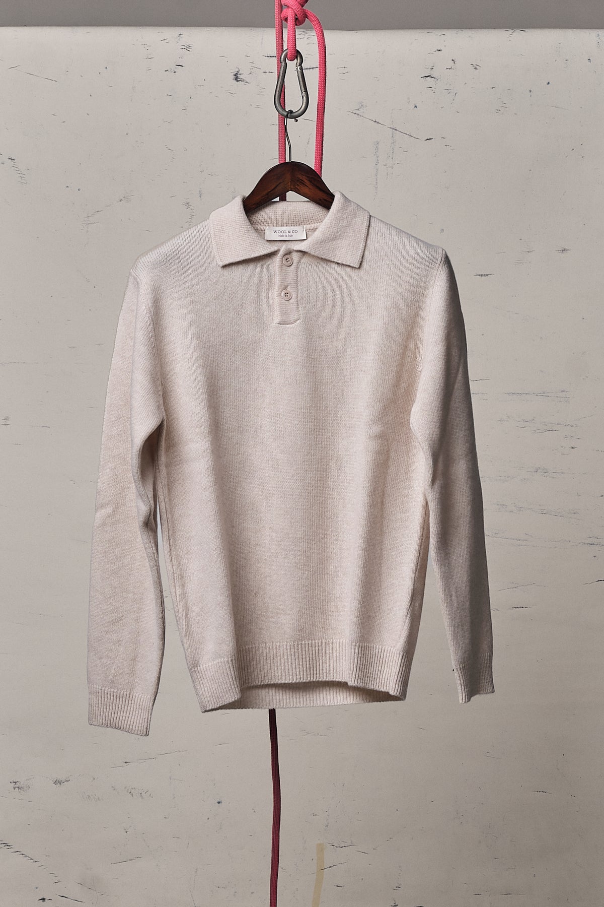 Wool & Co Polo Bottoni Lana Sabbia