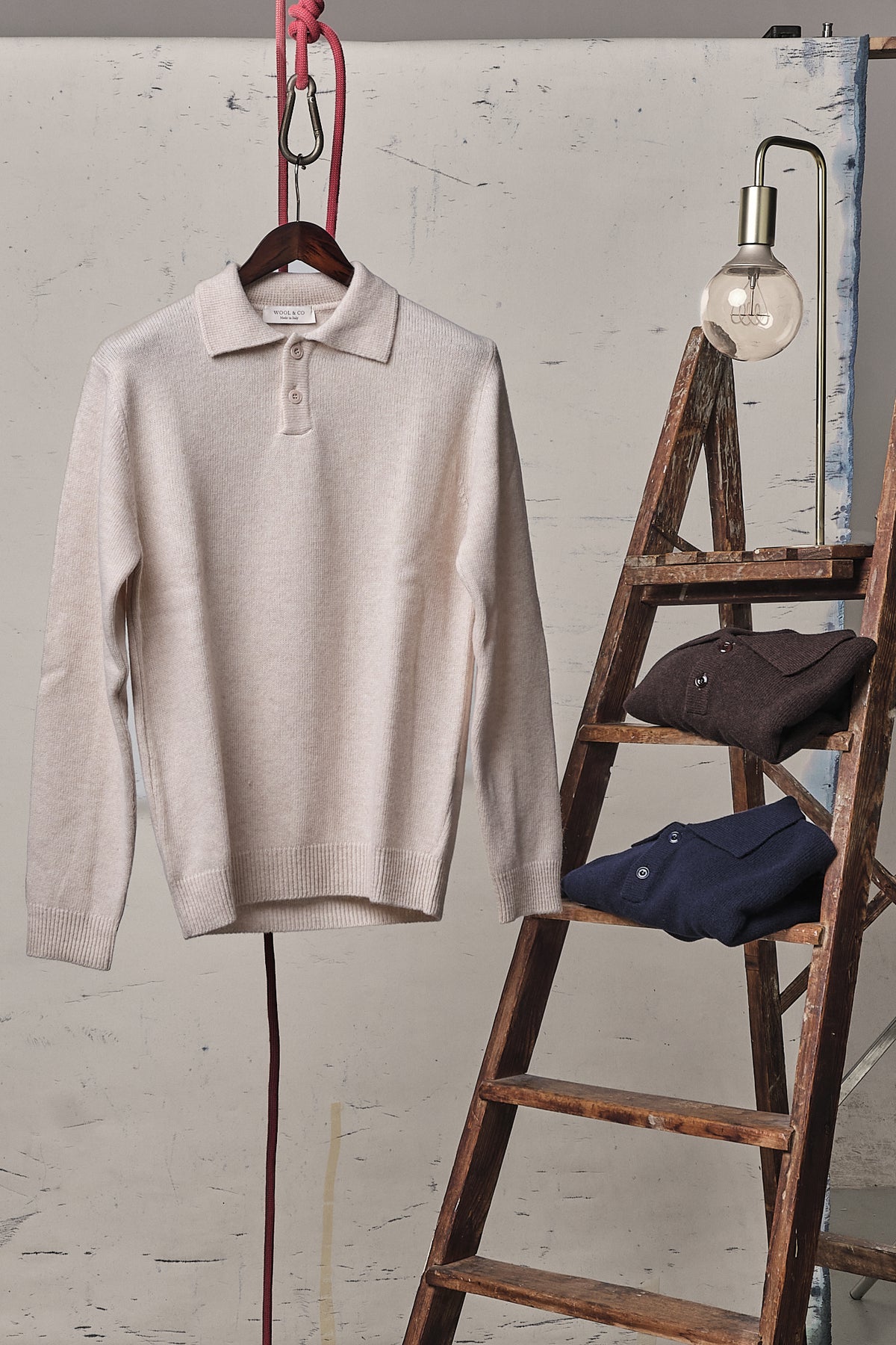 Wool & Co Polo Bottoni Lana Sabbia