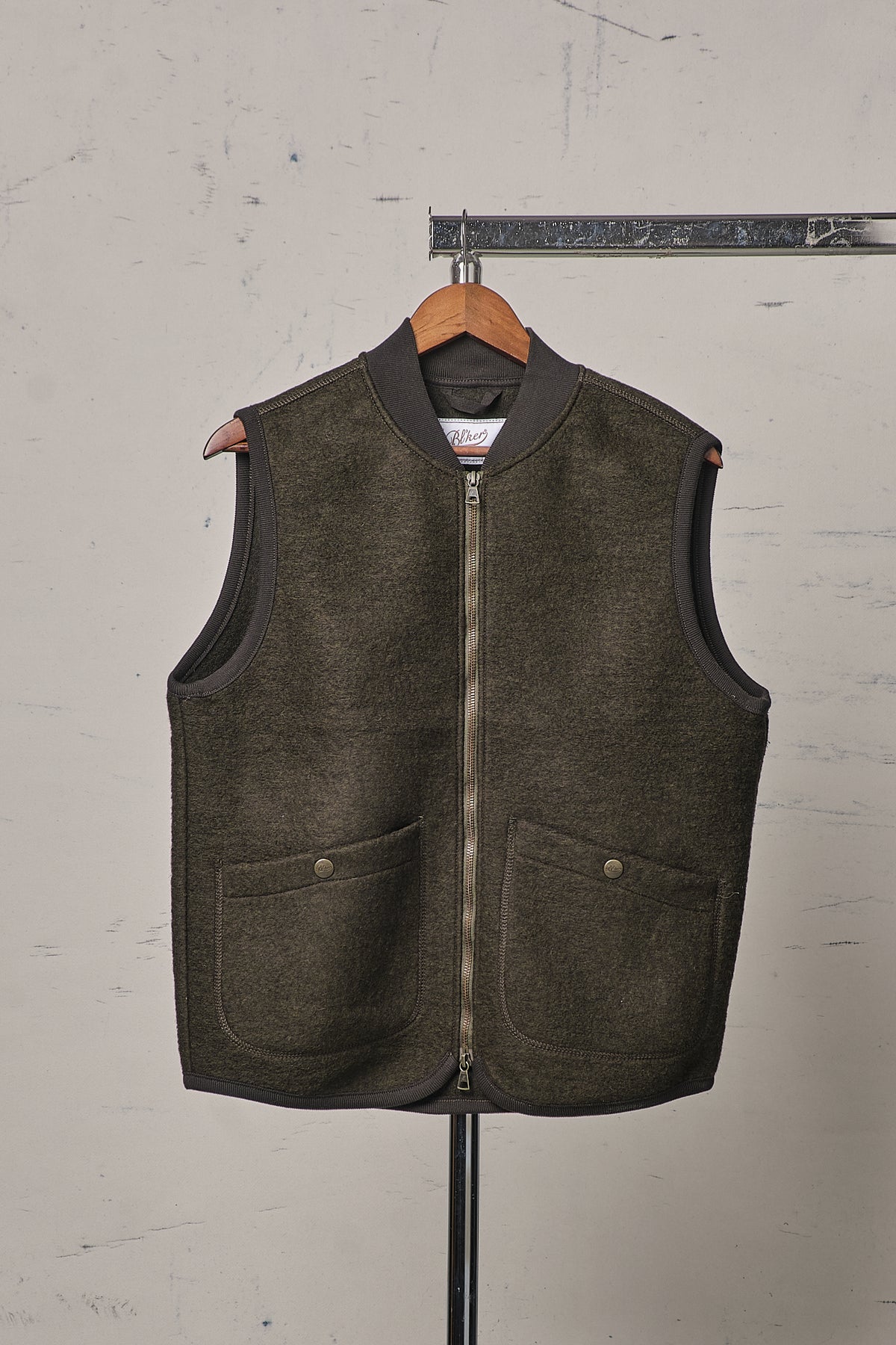 Blker Boiled Wool Vest Wolf Green