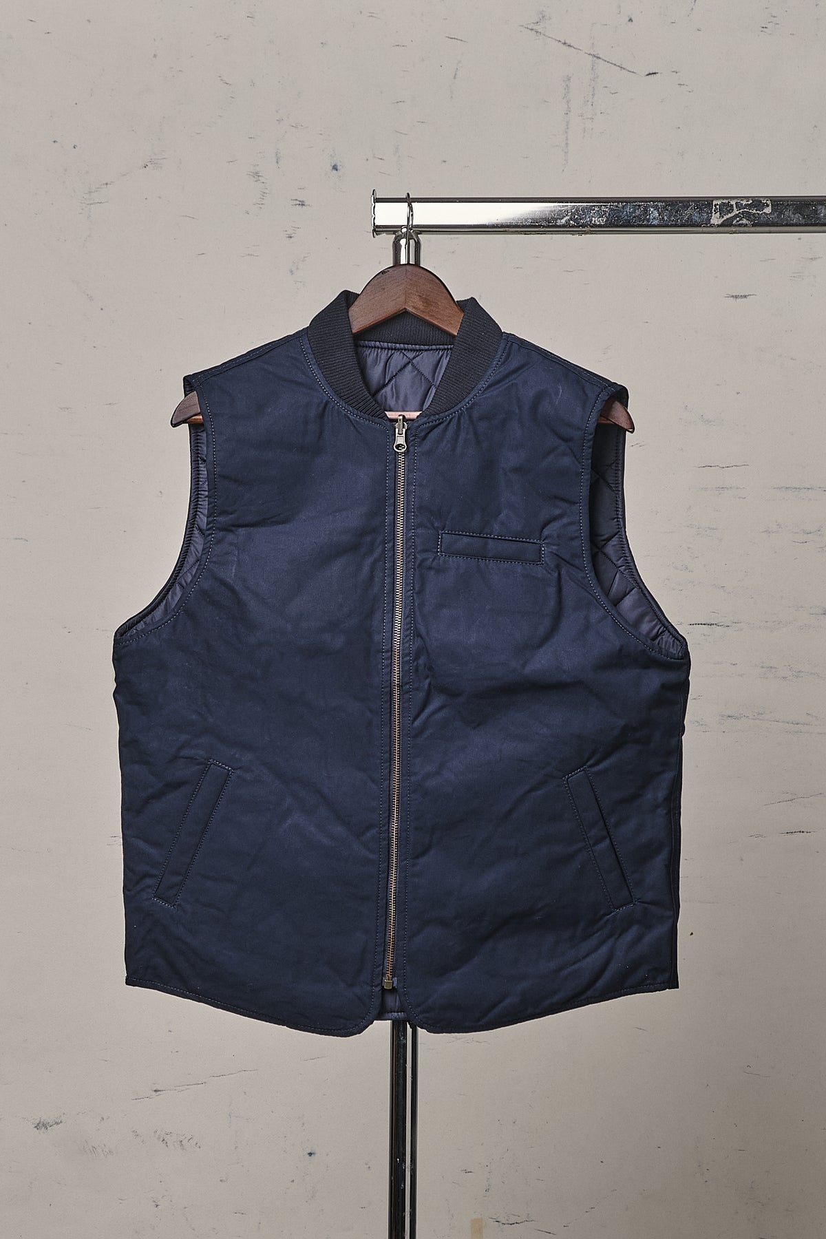 Blker Waxed Vest Reversible Owl Navy