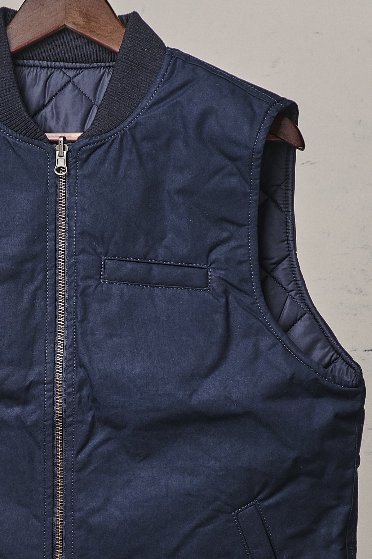 Blker Waxed Vest Reversible Owl Navy