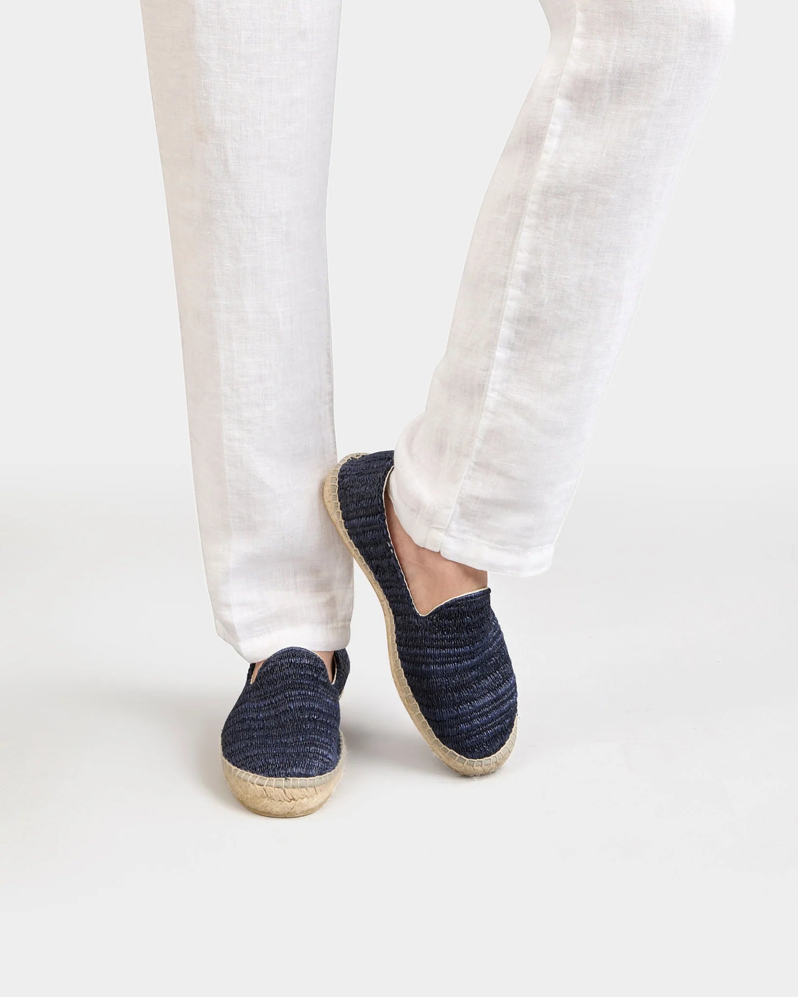 Manebì Raffia Stripes Espadrilles Yucatan Navy
