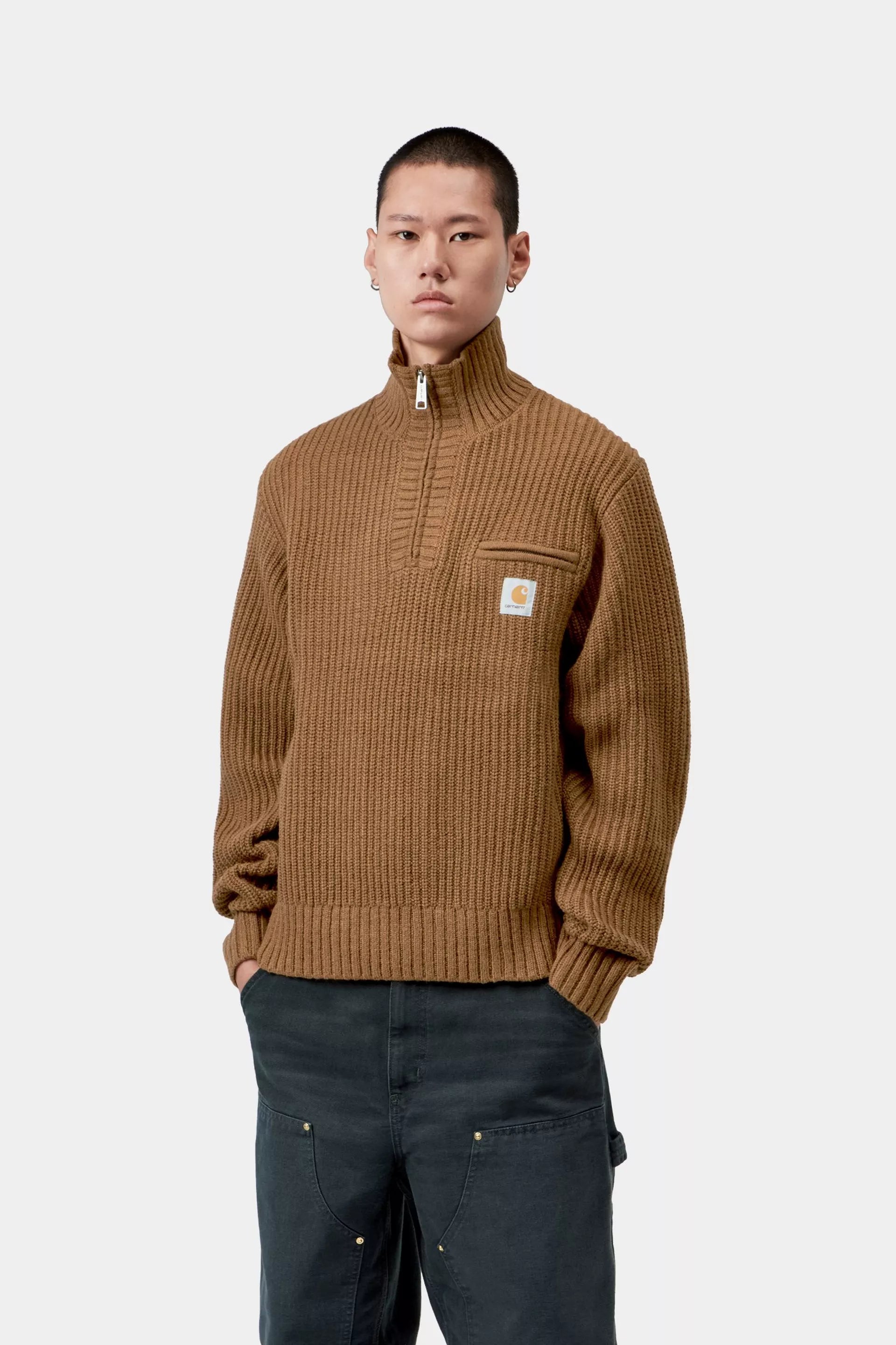 Carhartt WIP Half Zip Sweater H Brown