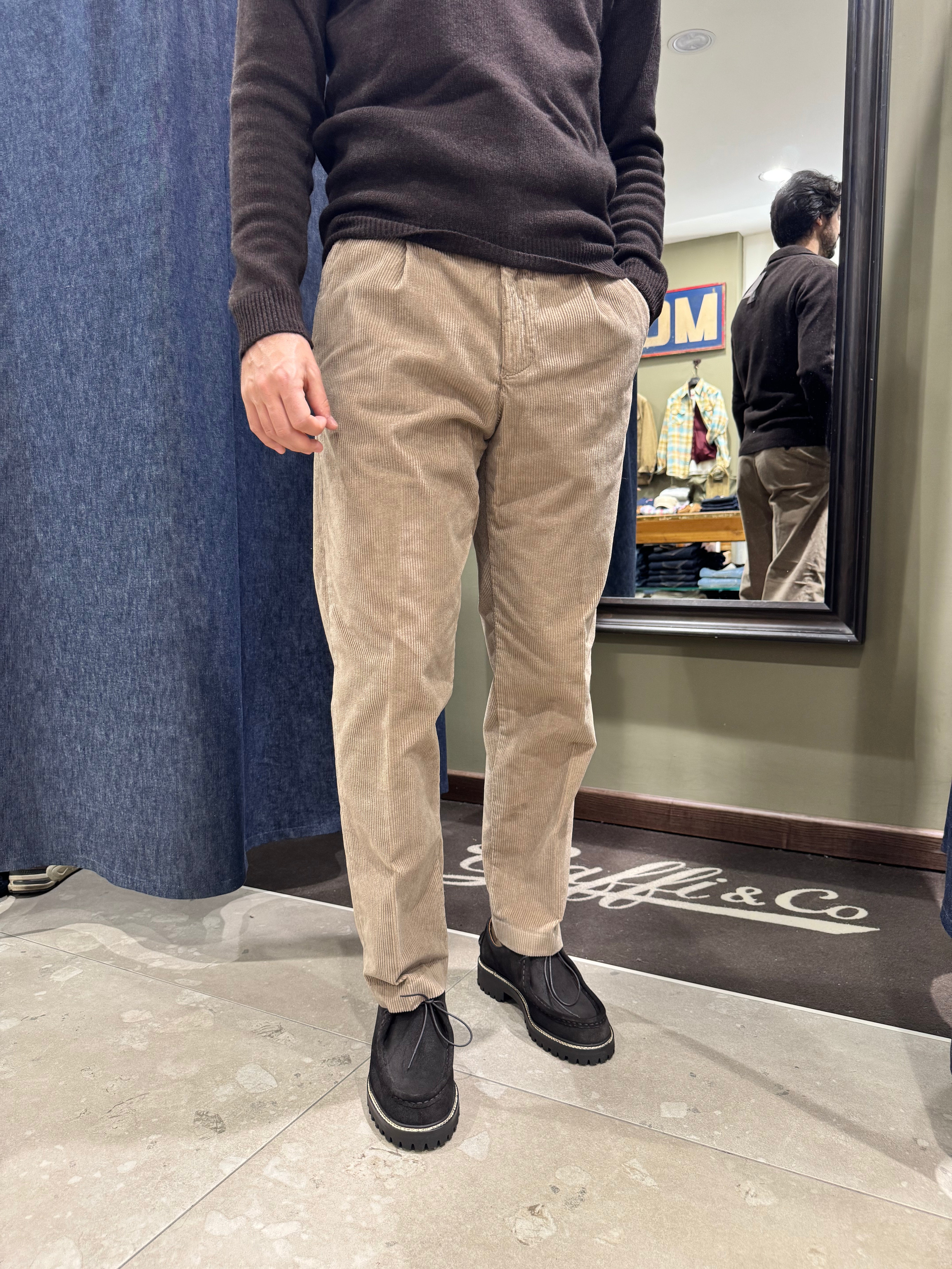 White Sand Pantalone Luke Velluto Beige