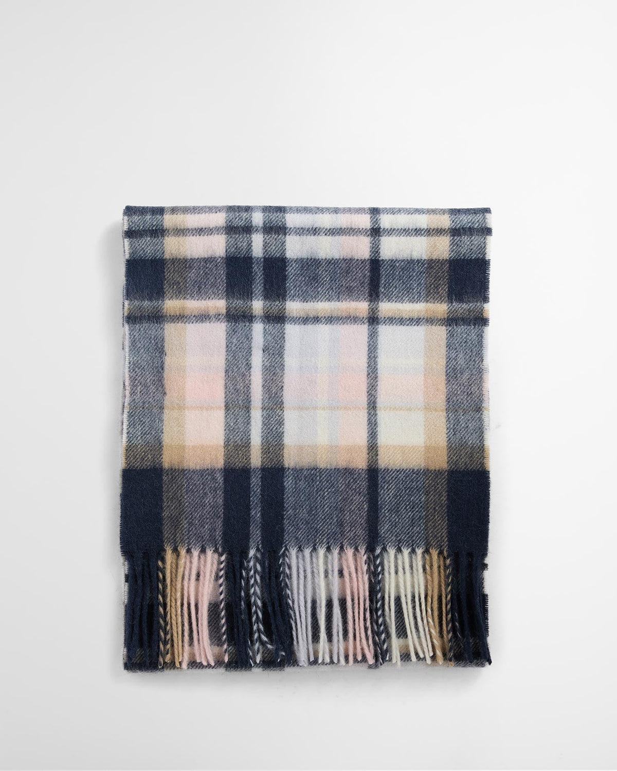 Barbour W Vintage Plaid Scarf Blush Pink/Navy