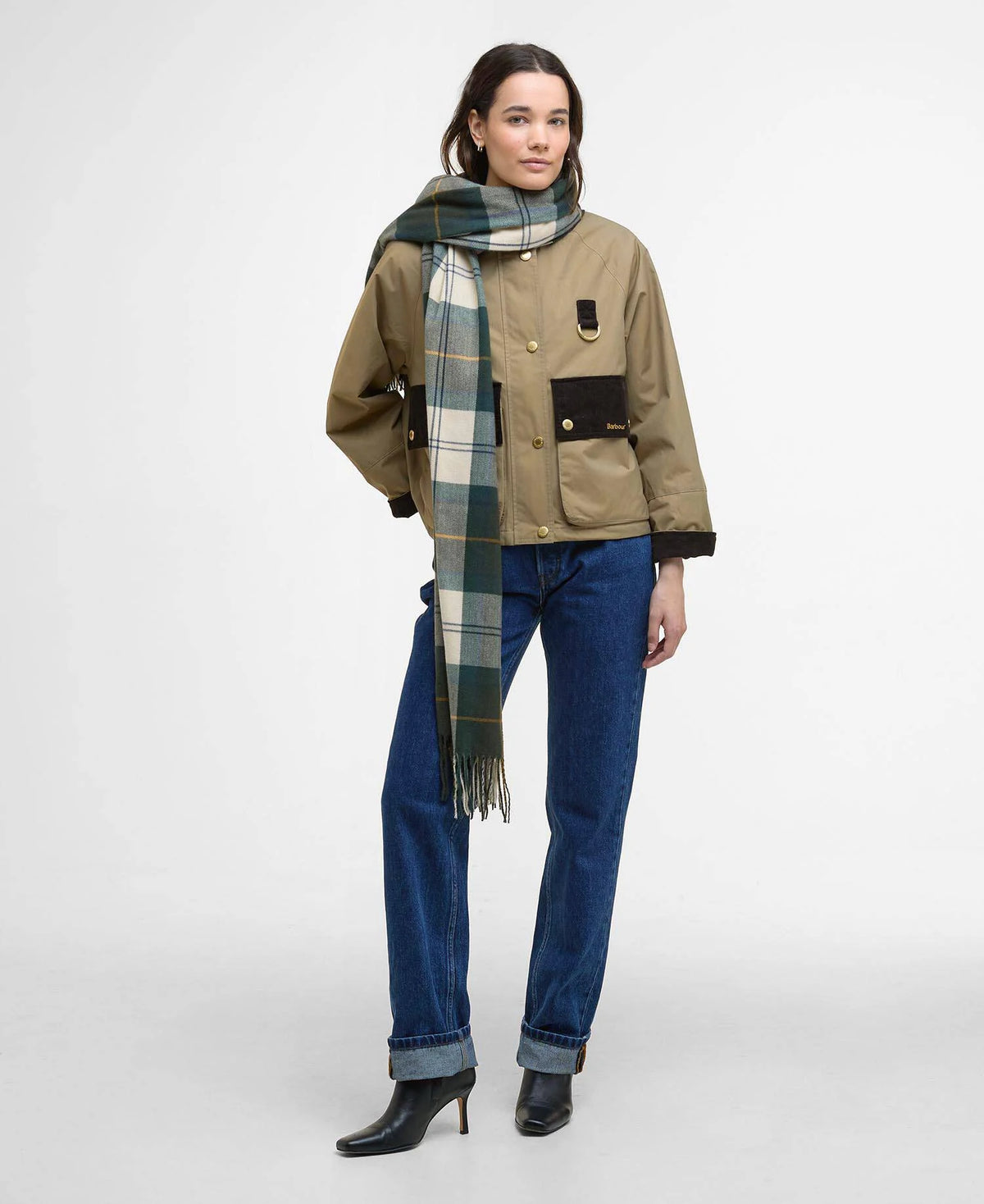 Barbour W Stanway Tartan Wrap Ancient