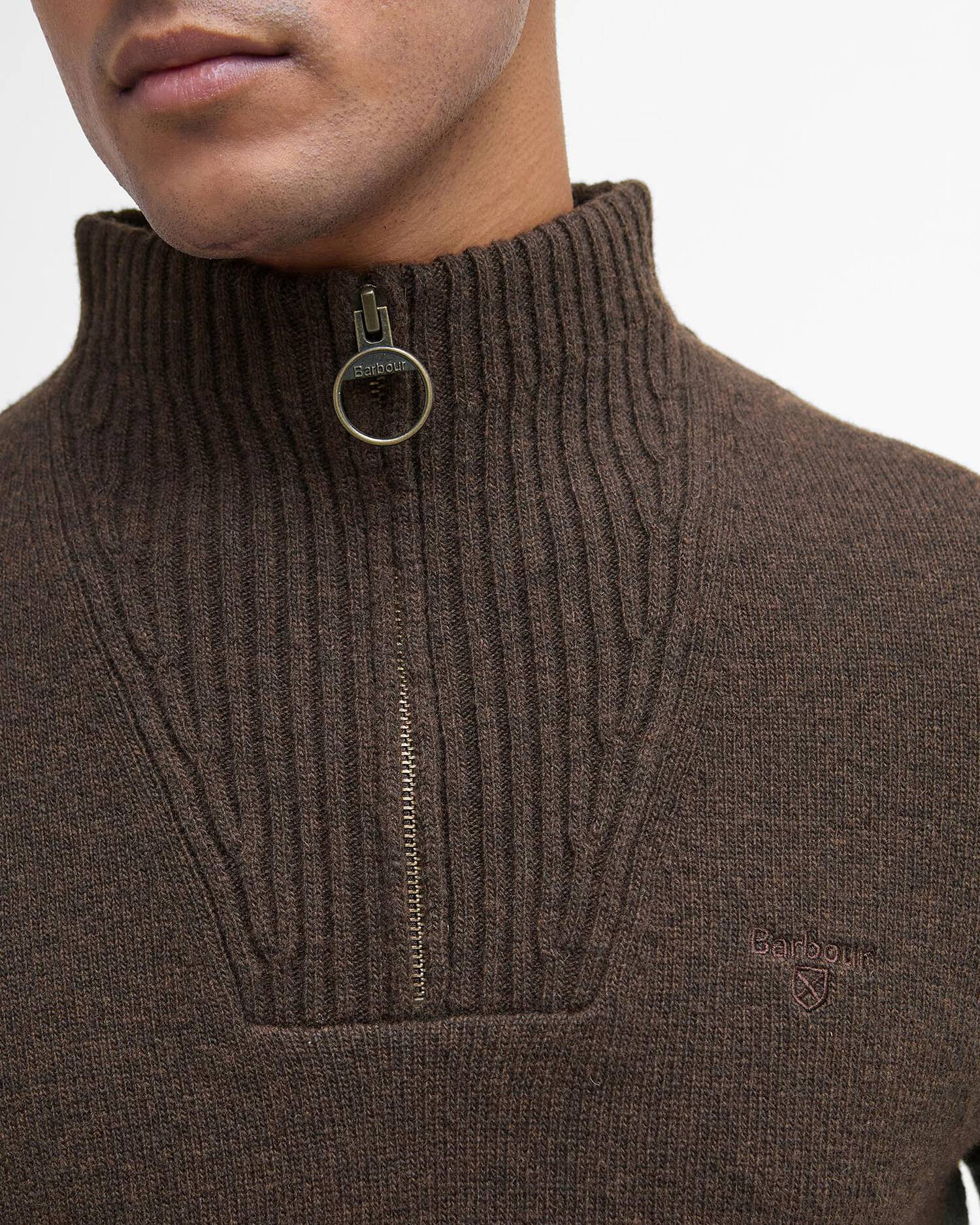 Barbour Essential L/Wool Hal Zip Dark Oak