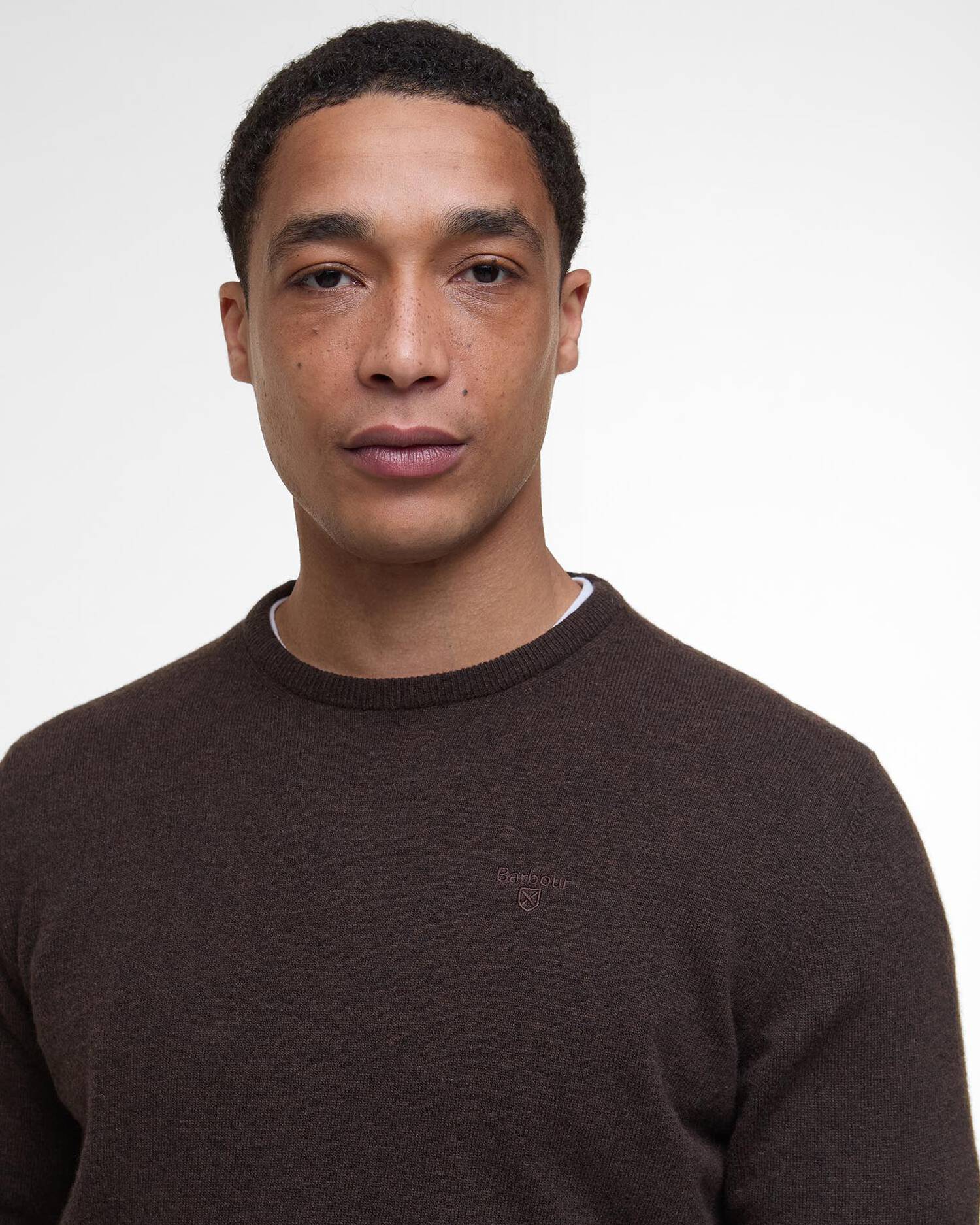 Barbour Essential Wool Crew Neck Dark Oak