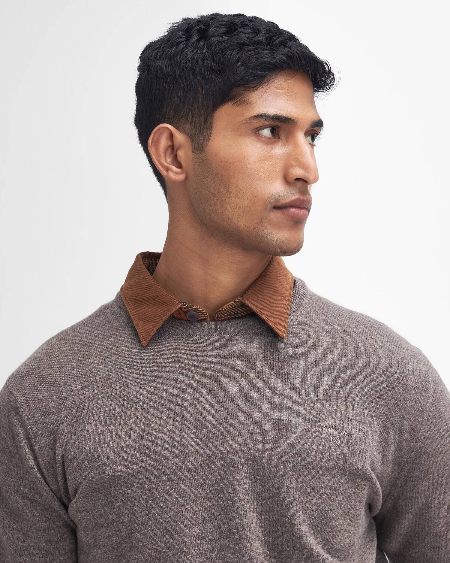 Barbour Essential Wool Crew Neck Dark Stone