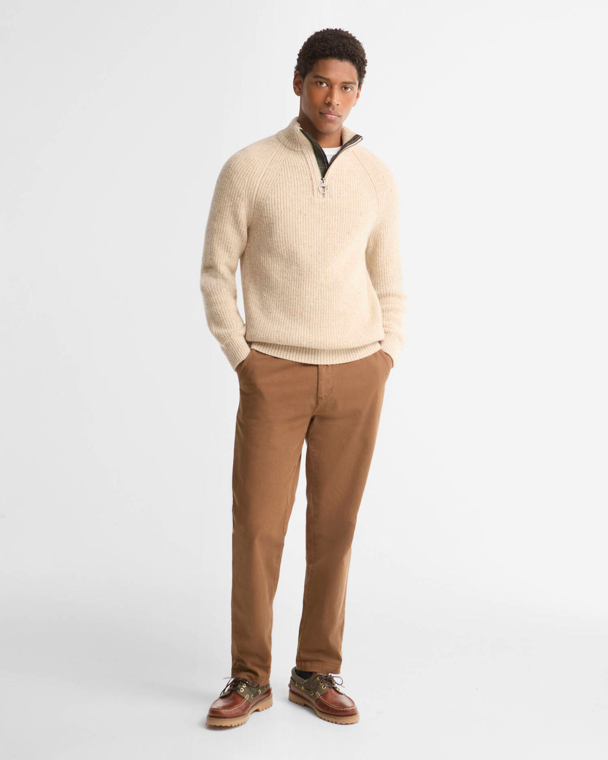 Barbour Essentials Fleck Half Zip Pearl
