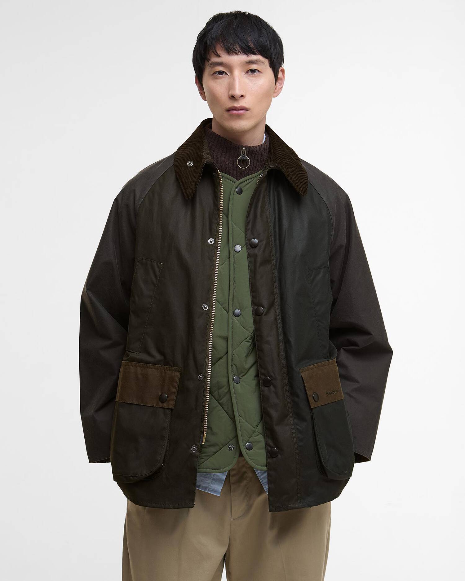 Barbour Patchwork Oversize Bedale Wax Jacket Sage Multi