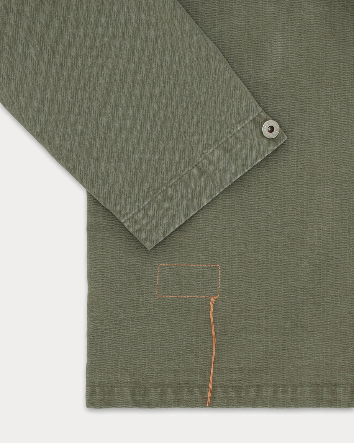 Fortela Newfrog Overshirt Militare In Herringbone Japan Green