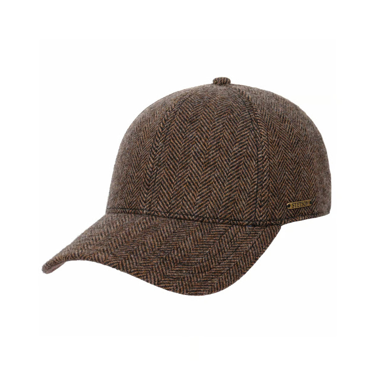 Stetson Baseball Cap Wool Herringbone Marrone