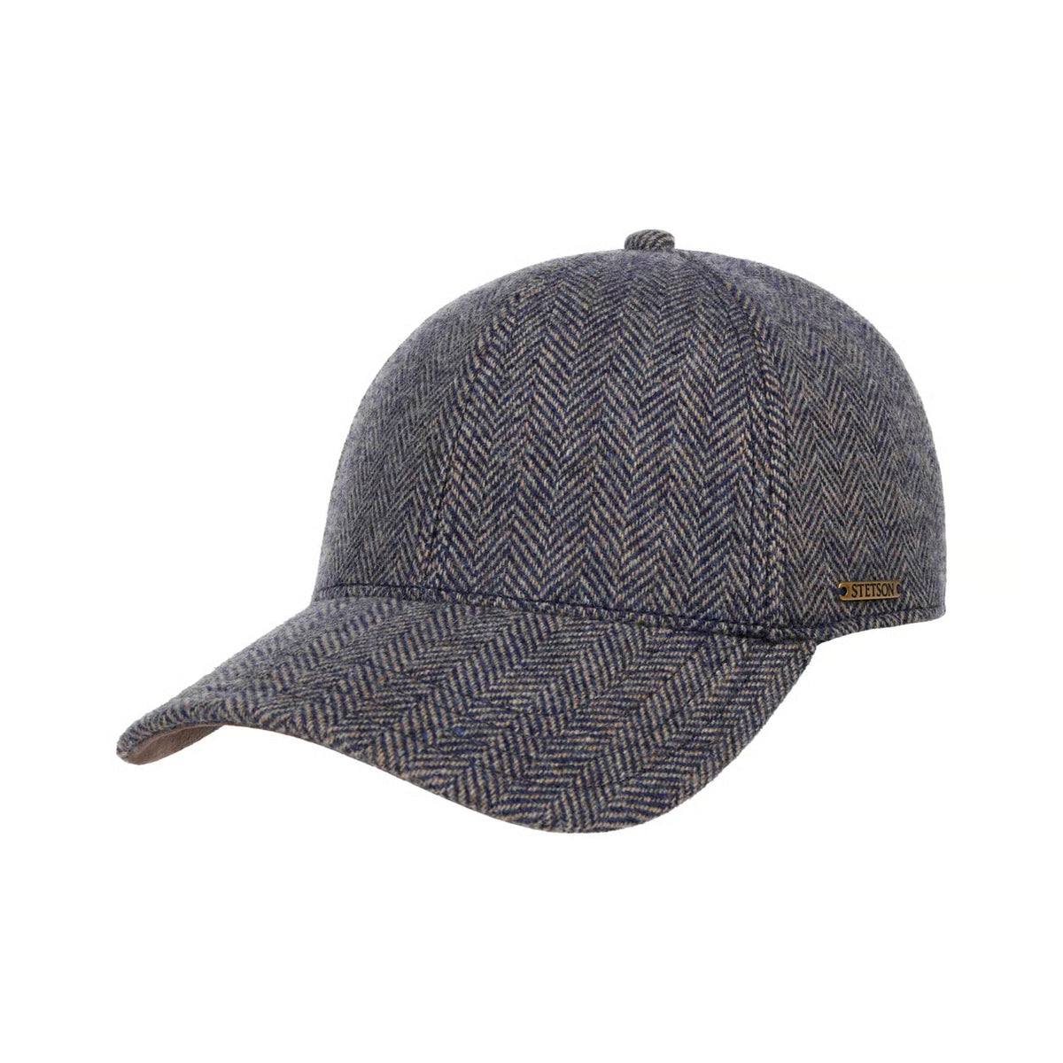 Stetson Baseball Cap Wool Herringbone Beige/Blu