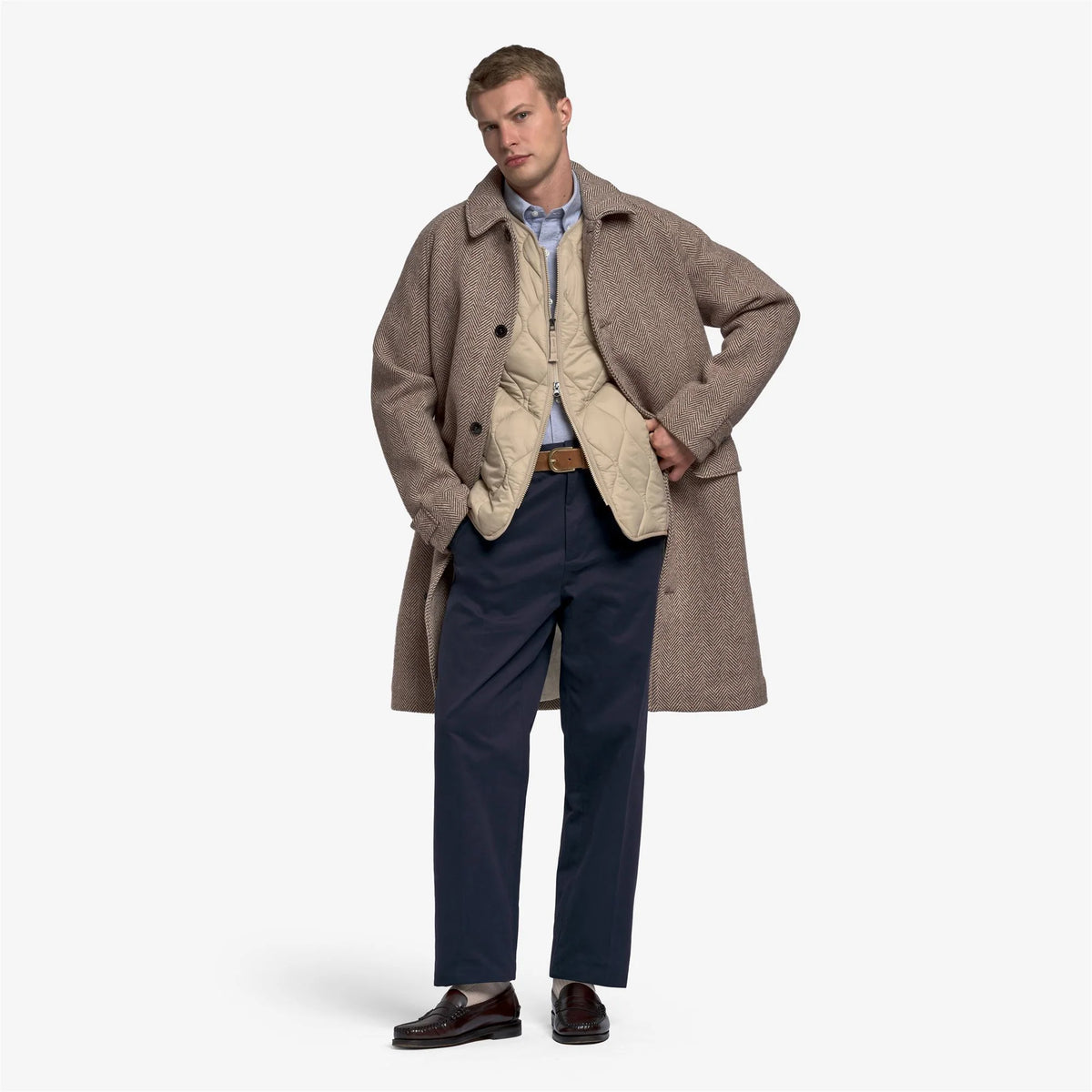 Sebago Bingham Herringbone Coat Beige/Brown