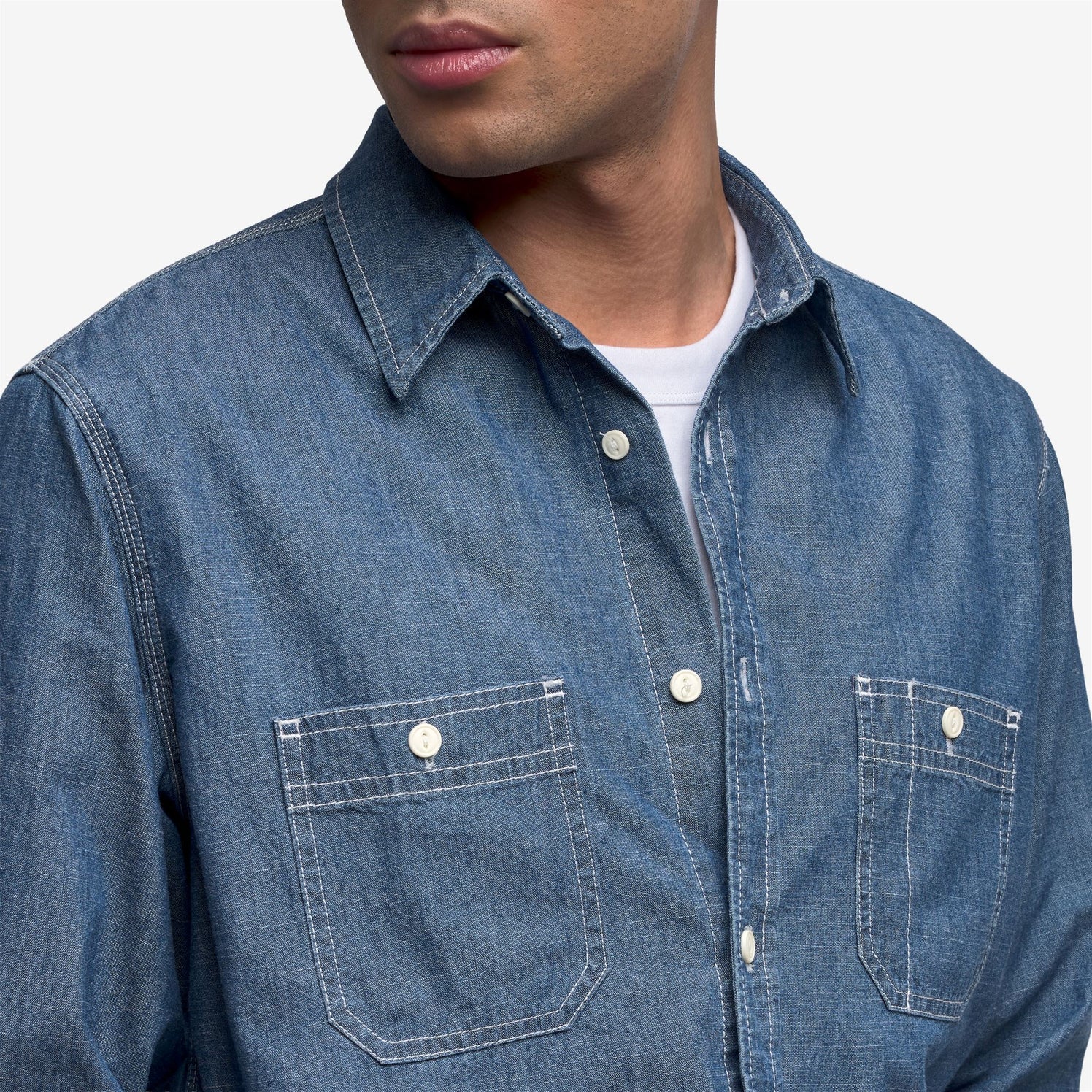 Sebago Camicia Sheetbend Chambray Blue Indigo