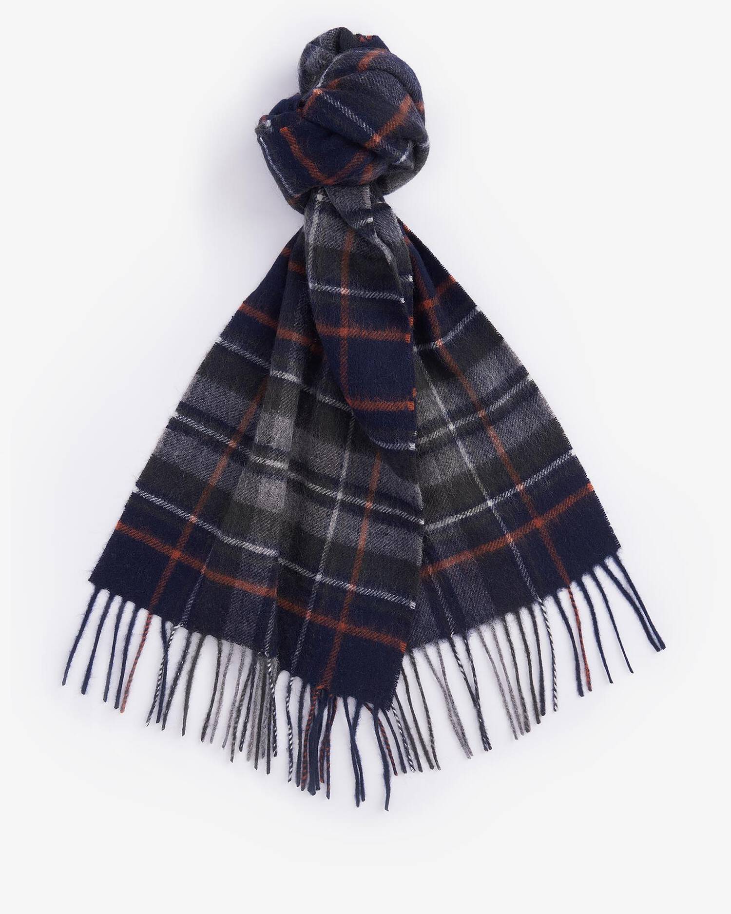 Barbour New Check Tartan Scarf Navy/Dark Ginger