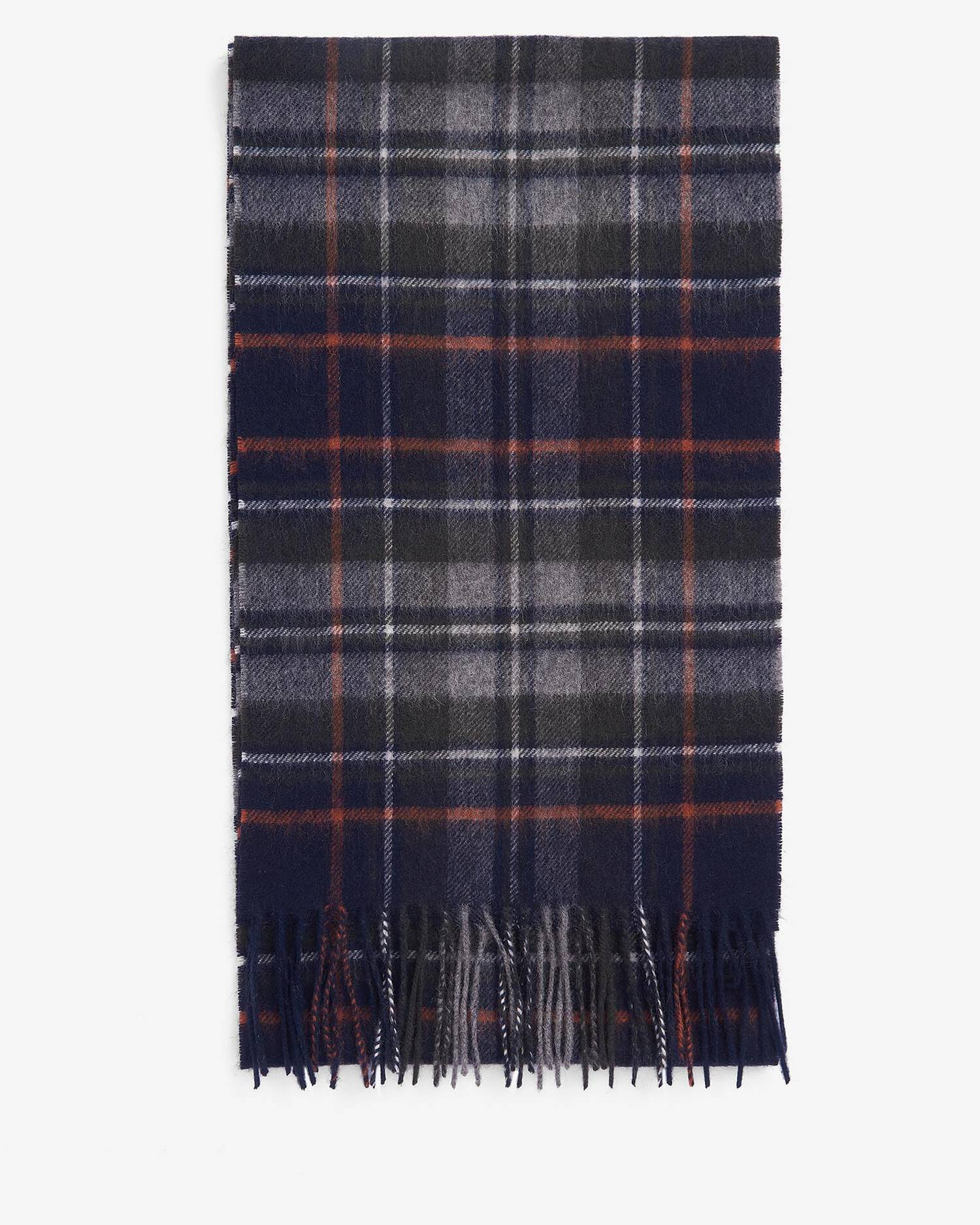 Barbour New Check Tartan Scarf Navy/Dark Ginger