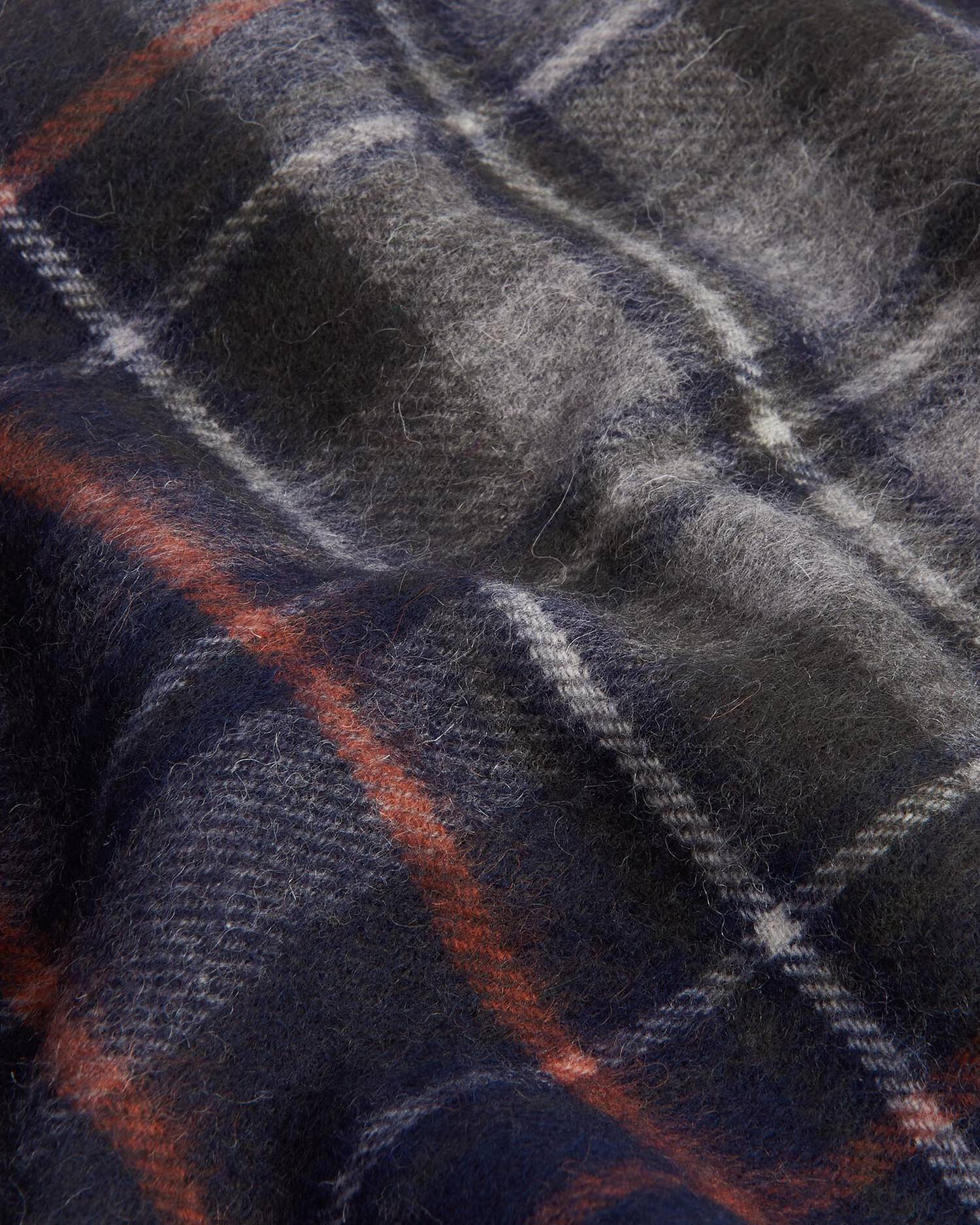 Barbour New Check Tartan Scarf Navy/Dark Ginger