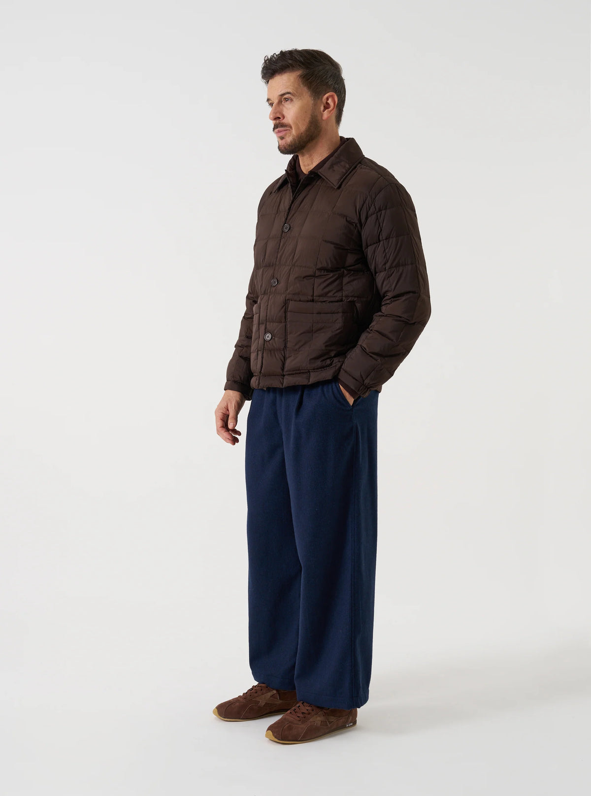 Taion x Universal Works Down Rams Jacket Brown