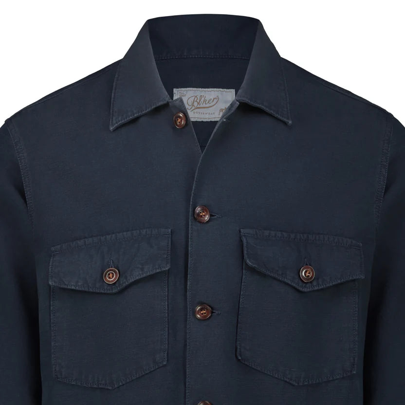 Blker Camicia Over Lino/Cotone Acadia Navy