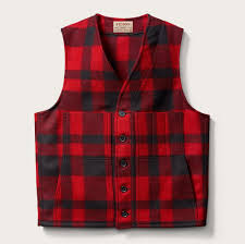 Filson Mackinaw Wool Vest Red/Black Plaid